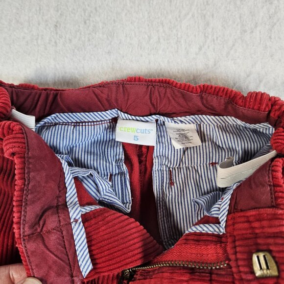 J Crew Crewcuts Red Corduroy Embroidered Hound Dog Pants Size 5 - Picture 4 of 5